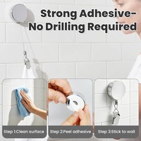 Porte-serviettes mural auto-adhésif rétractable automatique pour salle de bain, cuisine et accessoires de maison