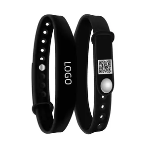 Hitam Laser Media Sosial Tap Band Unik QR Kode NFC Gelang Silikon Wrist Band Tertanam Chip NFC