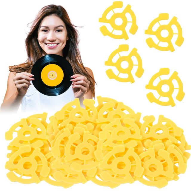 Custom Logo Yellow Plastic 45 RPM Record Adapter for 7 Inch Vinyl Record