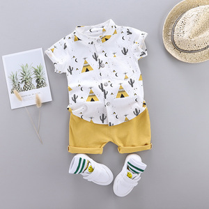 ملابس أطفال من قطعتين، شورت وقميص برسومات كرتونية، تصميم شعبي للأولاد الصغار - Product Image 1