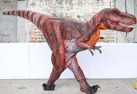 Costume de dinosaure T-Rex rouge personnalisé, coque en mousse haute densité, squelette en acier, rugissement, pour parcs d'aventure/musées, cosplay