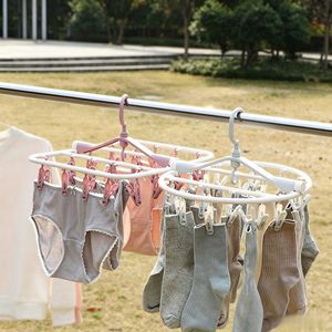 <span class=keywords><strong>Cintre</strong></span> rotatif multifonction avec de nombreux clips, idéal pour sécher les chaussettes et les sous-vêtements à la maison - Product Image 4