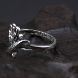 Autentico 925 Sterling Silver <span class=keywords><strong>di</strong></span> Pesce E Fiori <span class=keywords><strong>di</strong></span> <span class=keywords><strong>Loto</strong></span> Per Le Donne Regolabile Gioielli Vintage Aneis Feminino - Product Image 4