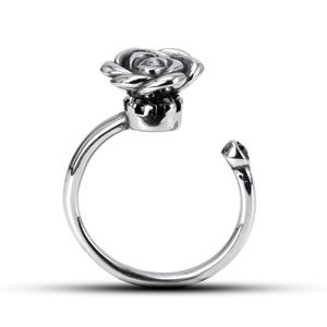 Anillos Antiestrés de Acero Inoxidable 316L con Forma de Rosa, Ajustables, con Acentos de Piedras Preciosas, Joyería de Moda para Hombres y Mujeres, Uso Diario - Product Image 4