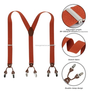 Grosir langsung suspender kulit modis pria bentuk Y 3.5cm warna polos dengan 6 klip kuat - Product Image 5