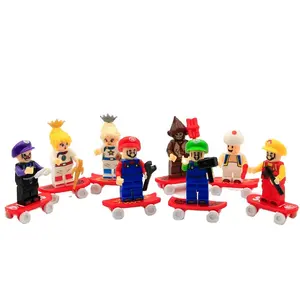 XRH 24pcs/Display caixa Mario figuras de ação mini Jogo Super herói Jogo Batalha Com Skate Blind Box Building Blocks Brinquedos