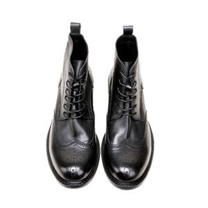 Autumn New Arrival Men's <b>Boots</b> Brogue Carved Retro Ankle <b>Boots</b> Goodyear Welt Craftsmanship Handmade - Product Image 6