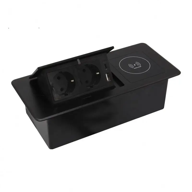 The New Wireless Charging Pop Up Socket European power interface Office Power Socket with 2 USB Type A+C