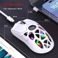 Souris de jeu sans fil H16 Honeycomb, légère, à structure creuse, tri-mode, qualité e-sport, RGB, longue durée de vie de la batterie, pour le bureau et la maison