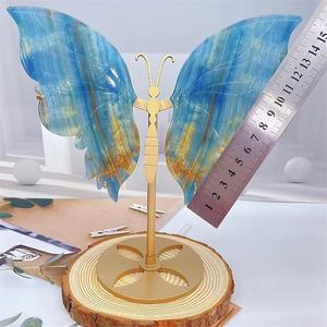 Vente en gros d'ailes d'<span class=keywords><strong>onyx</strong></span> bleu faites à la main en cristal naturel ailes de papillon en cristal sculptées pour la décoration intérieure - Product Image 2