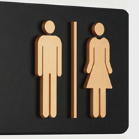 Panneau de signalisation moderne en acrylique pour toilettes, plaque de porte de toilettes, flèche directionnelle, logo personnalisé
