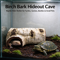 Caverne cachette pour reptiles en résine imitation écorce de bouleau, décoration de terrarium, abri de basking pour tortues, geckos, coléoptères et animaux exotiques