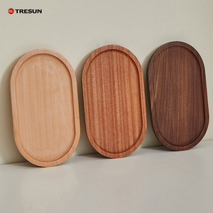 จานอาหารเย็นทรงสี่เหลี่ยมทำจากไม้เนื้อแข็งสไตล์ญี่ปุ่นสมัยใหม่ ถาดไม้รูปวงรีสุดหรูสำหรับเสิร์ฟน้ำชายามบ่ายและกาแฟ - Product Image 1