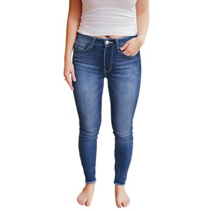 กางเกงยีนส์สกินนี่เอวสูงยืดหยุ่นได้สำหรับผู้หญิง สีน้ำเงิน ไซส์ S M L XL XXL ยุโรป อเมริกา แอฟริกา - Product Image 4
