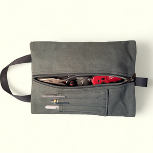 Geborduurd Gewaxt <span class=keywords><strong>Canvas</strong></span> Gereedschapstas Gepersonaliseerde Gereedschapstas Met Rits 12X8 Inch Gewaxt <span class=keywords><strong>Canvas</strong></span> Rits Tas - Product Image 2