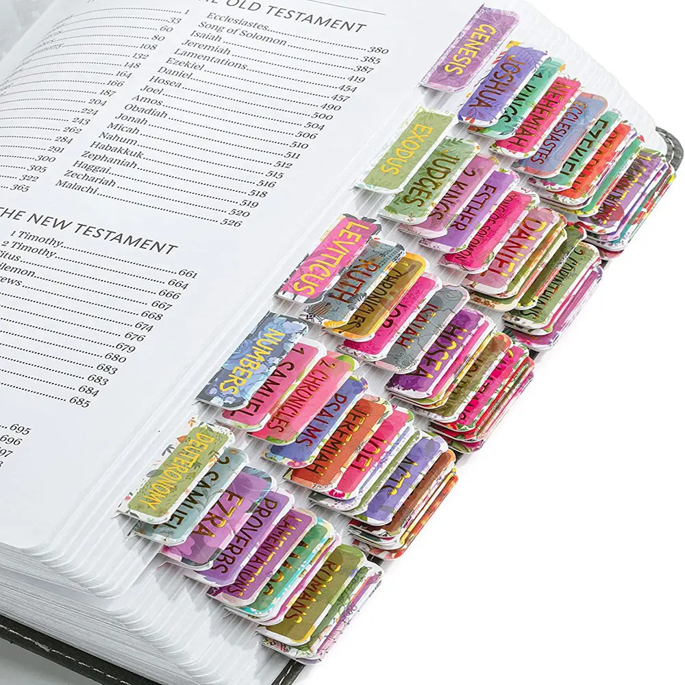 Laminated Bible Index Tabs Sticky Notes Writable Labels Page Marker Colorful Bible Journaling Book Tabs Old and New Testament