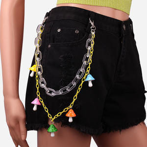 Chaîne de taille en résine couleur bonbon, motif champignon, double couche, pour pantalon, pour usage quotidien, chaîne de corps tendance - Product Image 1