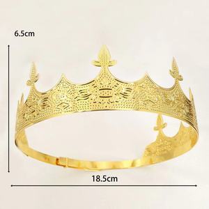 Coiffe d'anniversaire du roi pour hommes euraméricains <span class=keywords><strong>Couronne</strong></span> de la cour rétro du <span class=keywords><strong>prince</strong></span> Accessoires de cheveux Ornement du marié - Product Image 6