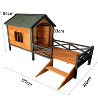Niche en bois massif pour les chiens, grand accessoire d'extérieur, avec balcon, Villa, maison pour animaux de compagnie
