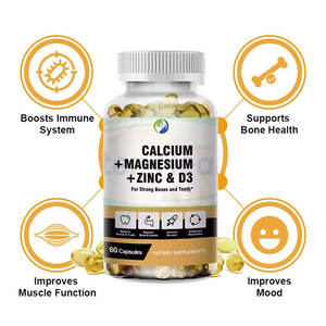 Ausreson <span class=keywords><strong>Ca</strong></span> Mg Zn Immun-Gesundheits-Ergänzung Halal 50000 IE Kalzium Magnesium Zink Vitamin D3 Kapseln mit Vitamin D3 Softgel - Product Image 2