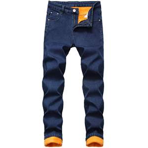 <span class=keywords><strong>Jeans</strong></span> Invernali da Uomo Taglie Forti Felpati Caldi Denim Spesso Slim a Gamba Dritta - Product Image 4