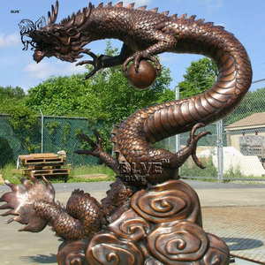 BLVE grande décoration de jardin extérieur légende chinoise Statues d'animaux Sculpture de <span class=keywords><strong>Dragon</strong></span> en Bronze grandeur nature en métal moderne - Product Image 2