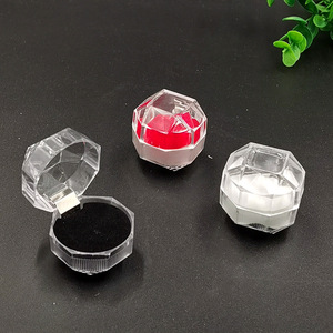 Flip-top transparent crystal <b>box</b> for <b>small</b> octagonal rings and earrings; acrylic jewelry <b>storage</b> <b>box</b>. - Product Image 2