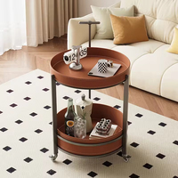 Table basse en cuir pas chère, design moderne et créatif, table d'appoint mobile pour canapé, table basse de salon de luxe légère avec roulettes