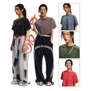 Maglietta da <span class=keywords><strong>donna</strong></span> <span class=keywords><strong>oversize</strong></span> di alta qualità con lavaggio acido Top Crop personalizzato alla moda all'ingrosso Top camicie - Product Image 1