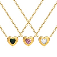 Collier à breloque en forme de cœur en zircon plaqué or, chaîne maille forçat en acier inoxydable, pour couple, style mode féminin