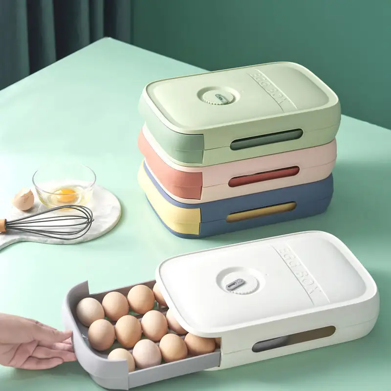 Heißer Verkauf frisch haltbarer Eier schublade Typ Küche Plastik box rollende Eier ablage Tablett Box Kühlschrank