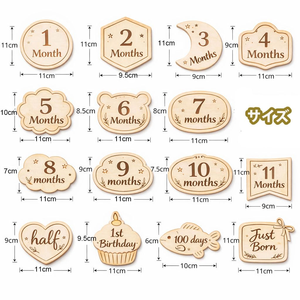 Lot de 15 cartes de jalons mensuels pour bébé <span class=keywords><strong>en</strong></span> <span class=keywords><strong>bois</strong></span> naturel brut, gravées au laser, modernes, DIY, pour décoration intérieure, avec empreinte de pied d'Halloween - Product Image 6