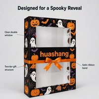 Boîte en papier tendance et écologique en matériaux recyclés avec gaufrage, sac d'Halloween pour chapeaux et produits d'Halloween