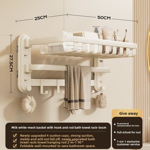 <span class=keywords><strong>Toallero</strong></span> Plegable Blanco Crema, <span class=keywords><strong>Toallero</strong></span> de Pared con <span class=keywords><strong>Taladro</strong></span> - Instalación <span class=keywords><strong>sin</strong></span> Perforaciones - Product Image 6
