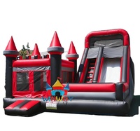 Nouveau château gonflable commercial noir et rouge avec toboggan intégré pour la location – Cache la saleté