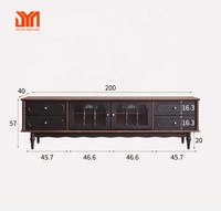 JYN Français Rétro Contreplaqué TVstand Milieu Ancien Style Armoire de Rangement Salon Armoire et Table Basse Combinaison