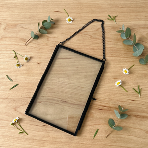 Wholesale Customized Sizes <b>Black</b> Metal Framed Double Glass <b>Photo</b> <b>Frames</b> with Chain for Hanging Home Decor - Product Image 1