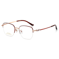S6014 nouvelle monture de lunettes en titane pur avec incrustation de diamants à la mode Style rétro vente chaude lunettes Halfrim pour les femmes