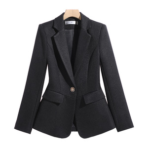 Women's Red Blazer Slim Fit Solid Color Wool Blend Professional <b>Suit</b> Jacket Size S - Product Image 5