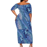 Robe longue décontractée florale à manches courtes et épaule unique pour femme, style polynésien Puletasi Samoan, ensemble 2 pièces, vente en gros personnalisée