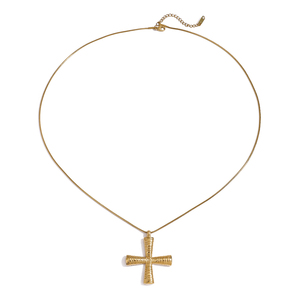 Collana J&D Designer in Acciaio Inossidabile Placcato Oro 18K con Pendente a Croce Greca e Catena a Maglia - Product Image 5