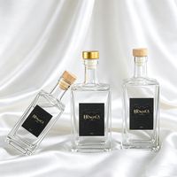 Bouteille en verre carrée vide de 250 ml et 500 ml, type Super Flint, pour spiritueux, vodka, liqueur, tequila, brandy, gin, whisky, rhum, avec bouchon en liège