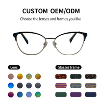 Gafas Ópticas con Marco Metálico Estilo Ojo de Gato para Adultos Unisex - Diseño Semi-Montura, Lentes de PC, Ligeras