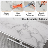 Table basse moderne de luxe en marbre avec piètement métallique doré, hauteur réglable, ensemble de meubles portables pour salon