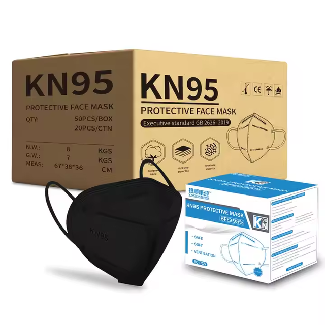 Chinese factory disposable 5PIY black KN95 face mask
