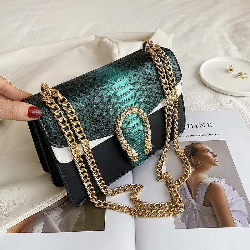 2022 Luxury Alligator Chains Crossbody Shoulder Bags Women PU Snake Skin Ladies Purses Girl Messenger Bag Handbags