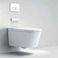 Toilette intelligente murale automatique avec bidet intégré, en céramique, à détection radar et chasse d'eau au pied, pour salle de bain domestique
