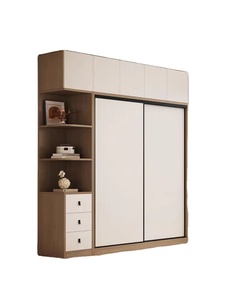 Armoire spacieuse à portes coulissantes, <span class=keywords><strong>étagère</strong></span>s latérales ouvertes, tiroirs supérieurs, écologique, autoportante, moderne, <span class=keywords><strong>pour</strong></span> <span class=keywords><strong>chambre</strong></span> à coucher - Product Image 2