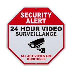 24 saat Video işareti İzinsiz alüminyum uyarı işareti CCTV güvenlik kamera için Metal cctv uyarı işareti - Product Image 3