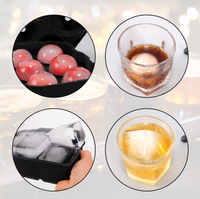 Jeu de 4 moules en silicone pour cube et plateau à whisky sphérique Plateau à glaçons 4 saisons avec couvercle pour cuisine, fête, carton emballé